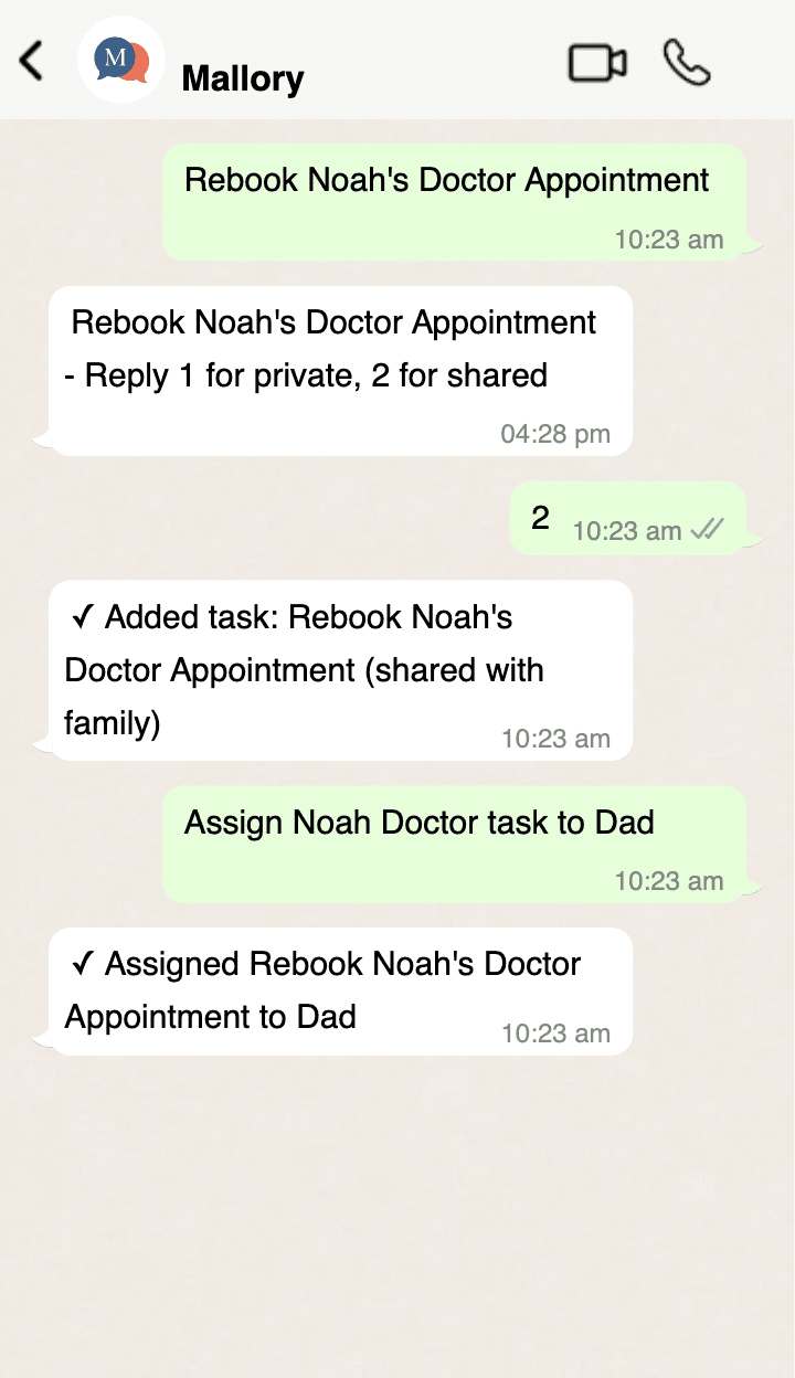 Shared and private events, todos