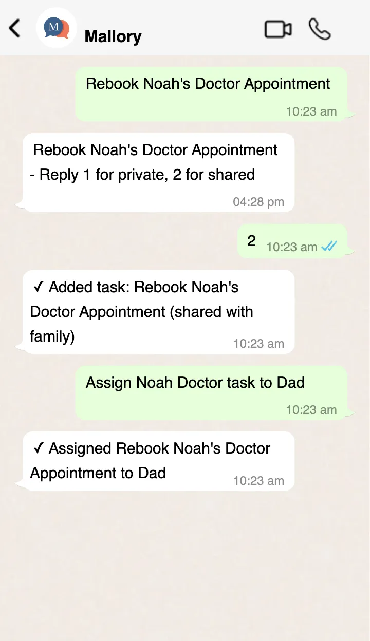 Shared and private events, todos